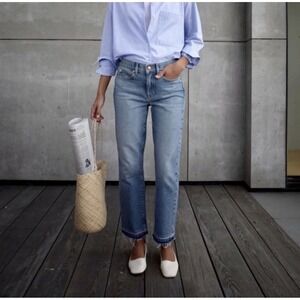 AYR The Beach Bum Jeans W26 High Rise Straight Leg Cropped Raw Hem